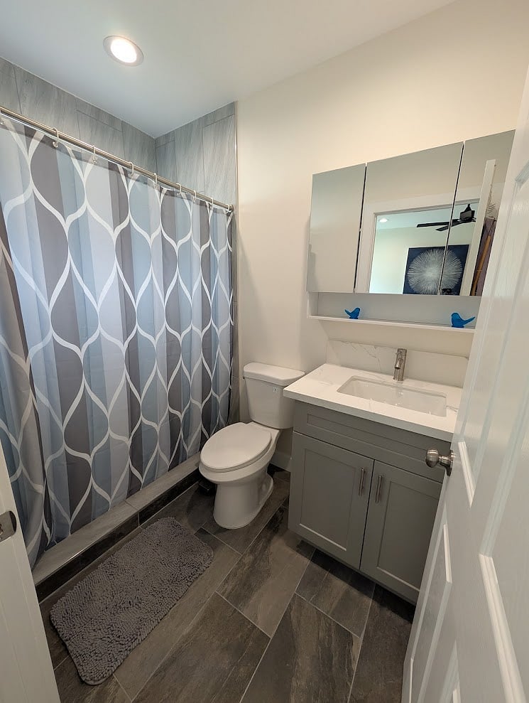 Clean and bright bathroom with contemporary finishes