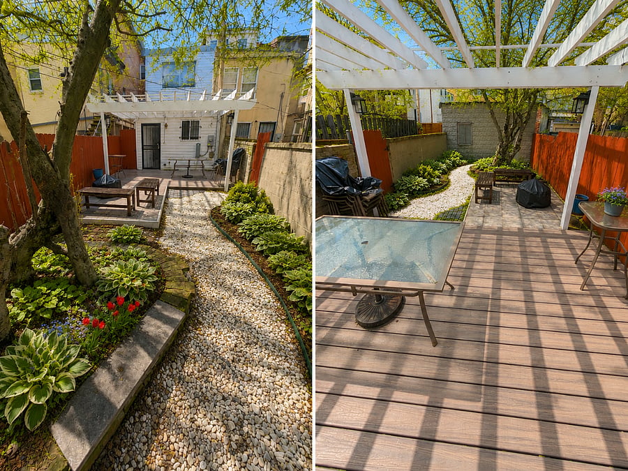 Beautiful backyard oasis equipped with Fire Pit
