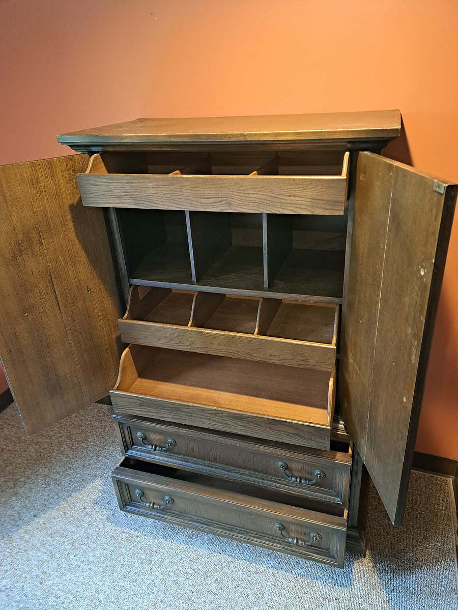 An oak bureau for organizing