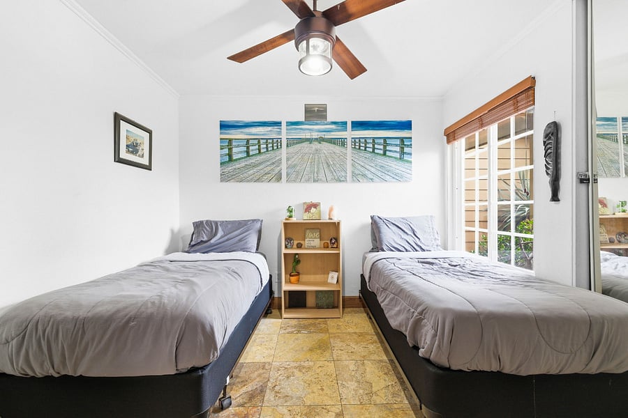 Bedroom 5 | Twin Beds | Window Light & Ceiling Fan