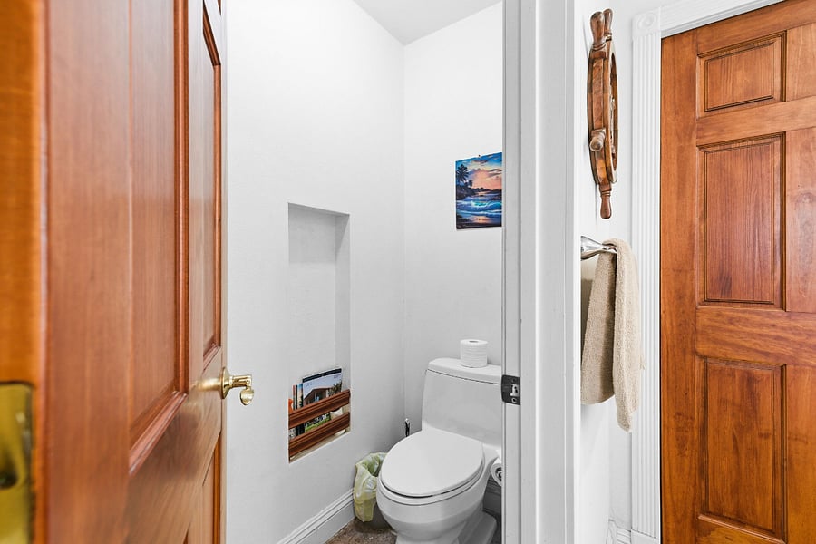 Powder Room | Toilet | Wall Niche & Wood Door