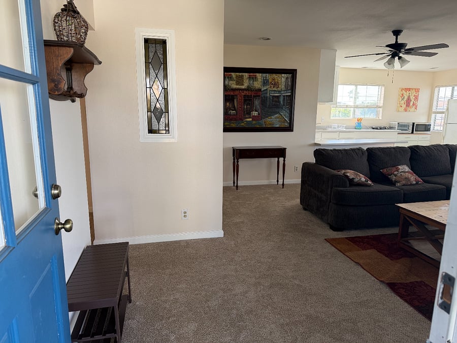 Looking in front door