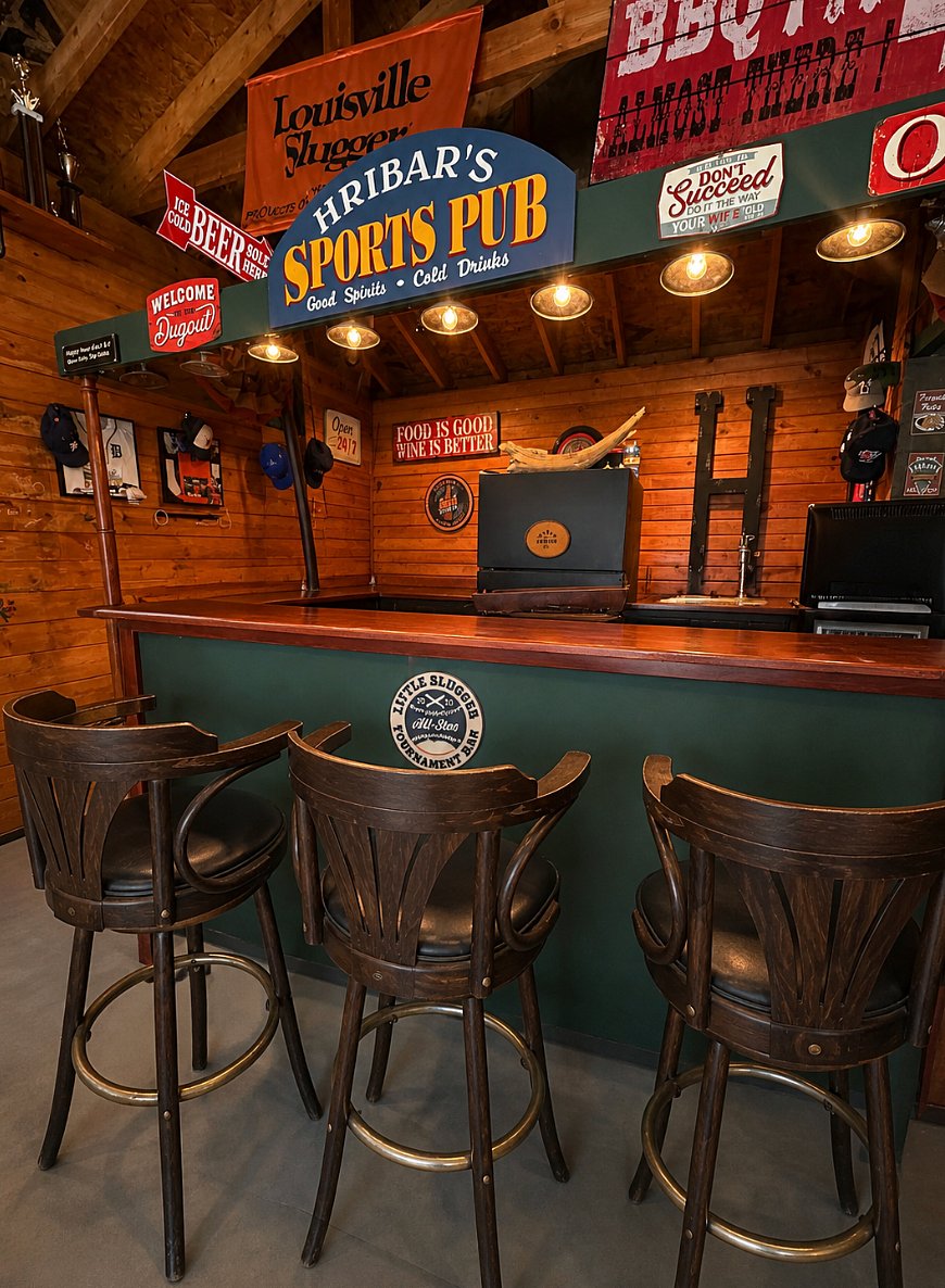 Dry "bar" seating in the garage bump out.
