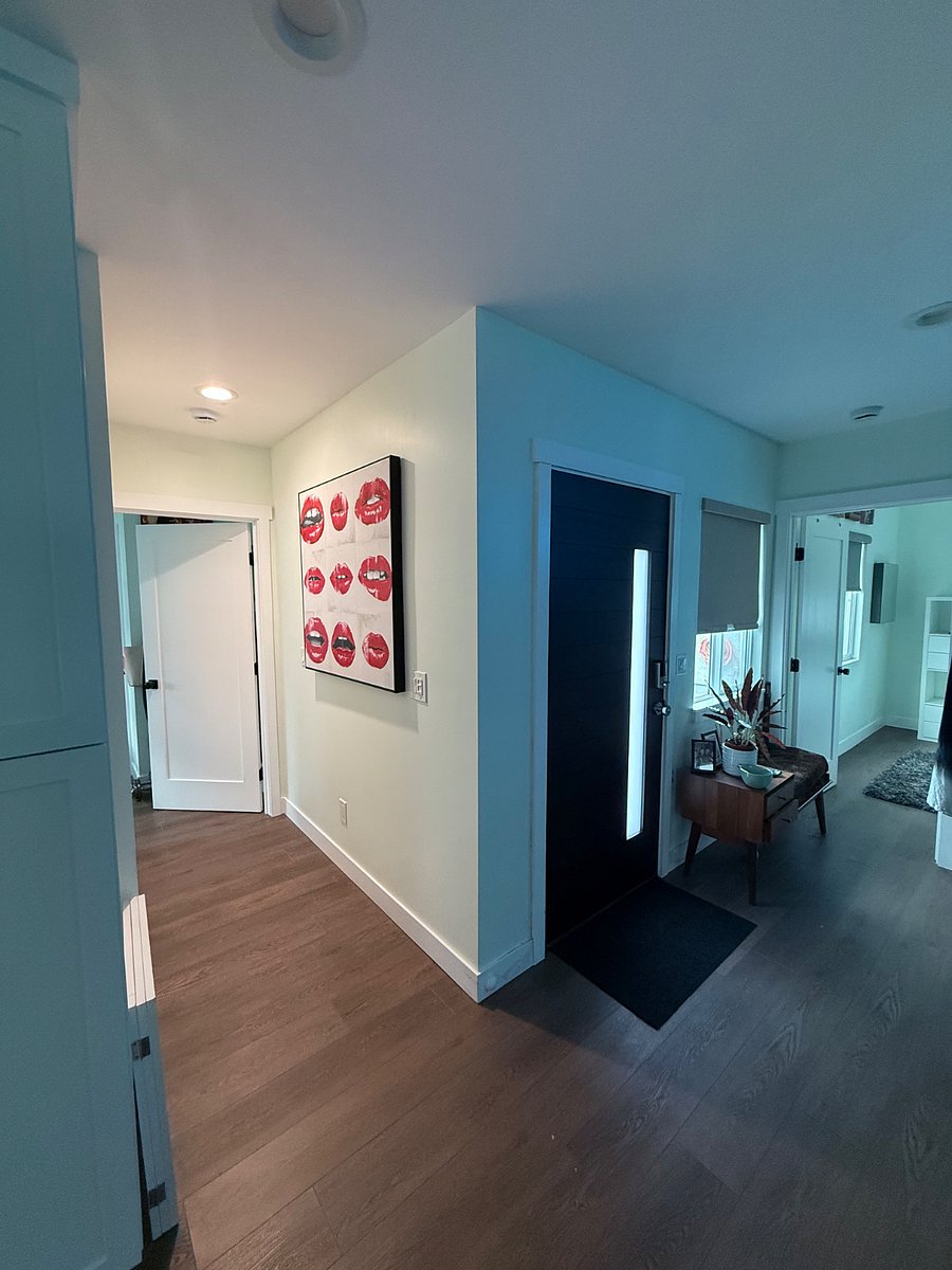 Rooms at opposite ends of the home