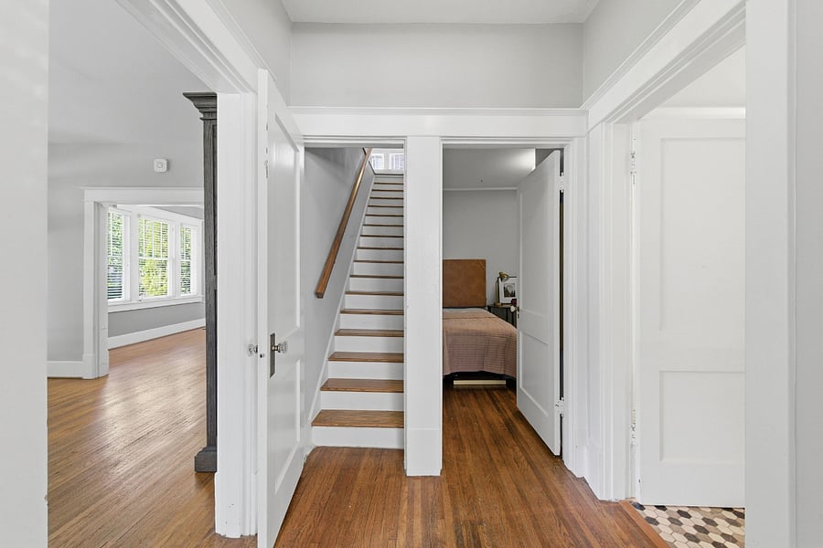 Stairs up to upper floor living area.