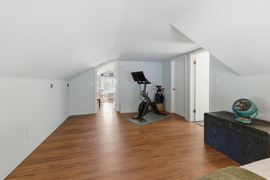 Peloton bike ready to go in the upper bedroom. Work out at home with premium fitness equipment included.