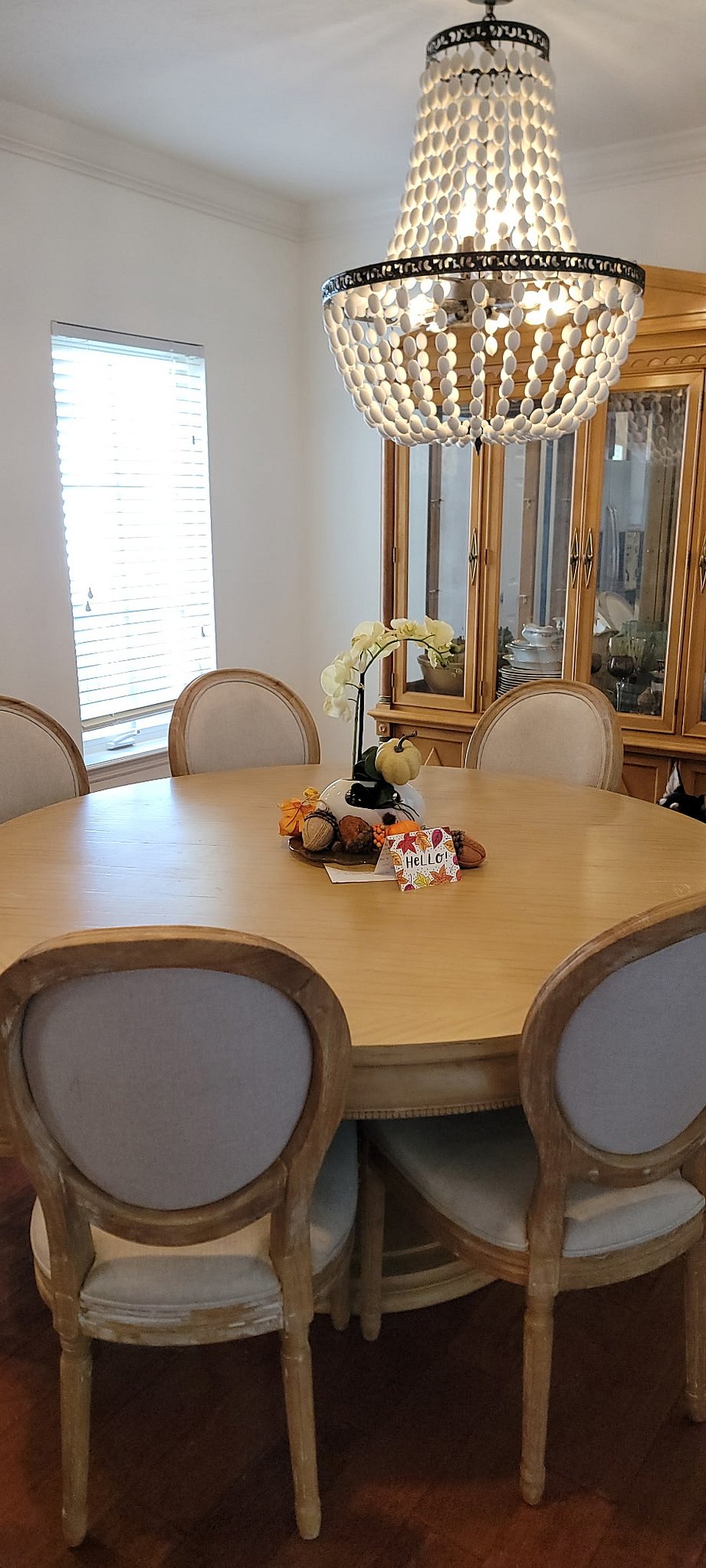 The spacious dining area can seat up to 8 at the table & another 2 at the kitchen island bar
