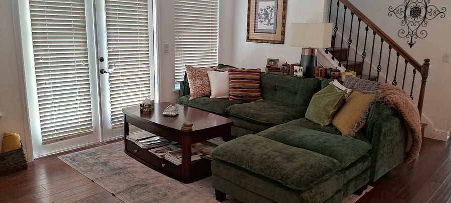 The family room. Next to the open kitchen and dining area