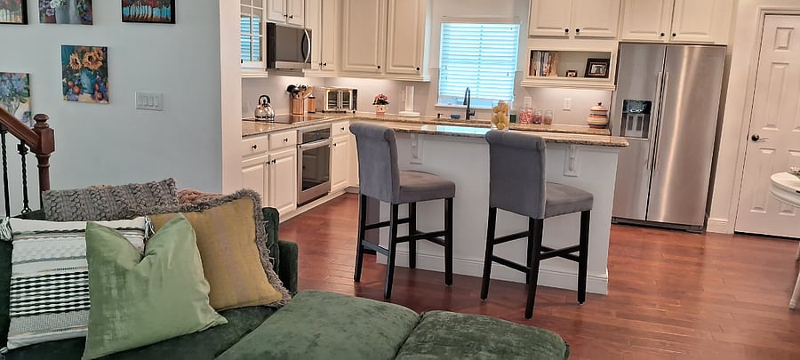 Family room overlooking the kitchen