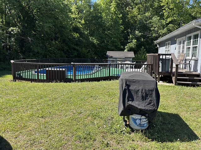 Grill, Back Porch and Pool