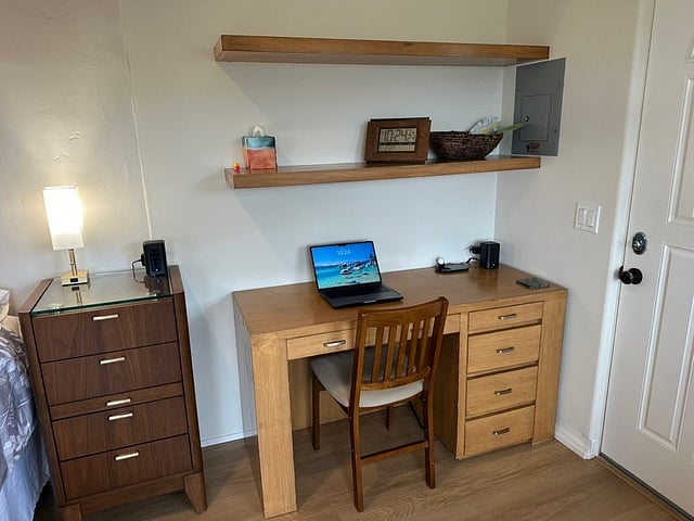Desk and chair with power station