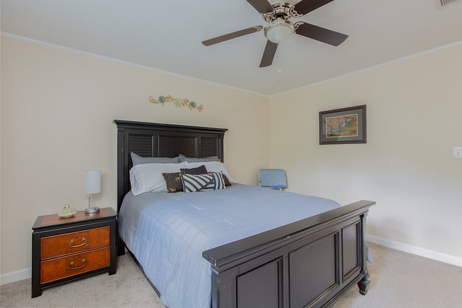 Lamp with Charging Station, Bed Linens Provided. Iron/Ironing board.