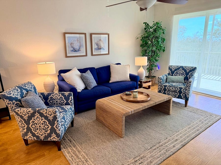Living room with pull out queen sleeper sofa