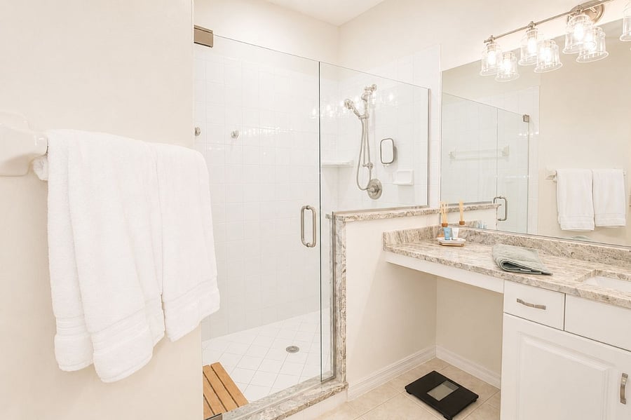 Primary bath with large walk in shower