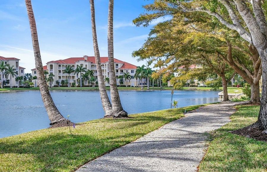 Walking paths around the lake
