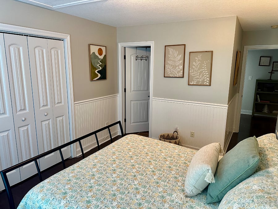 Other bedroom option with queen bed, and direct access into Jack and Jill bathroom. This room has walk-in closet for plenty of storage as well. Optional student desk will be added if desired.