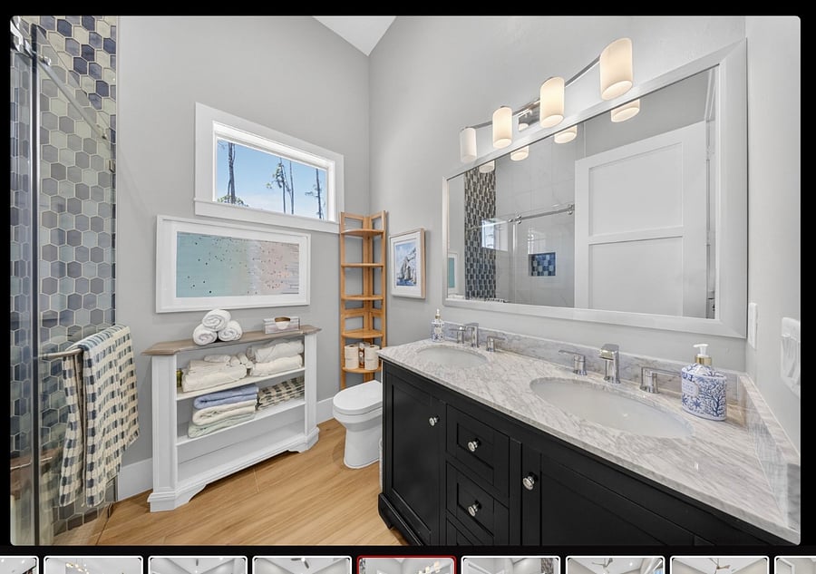 Guest Bath with double sinks.
