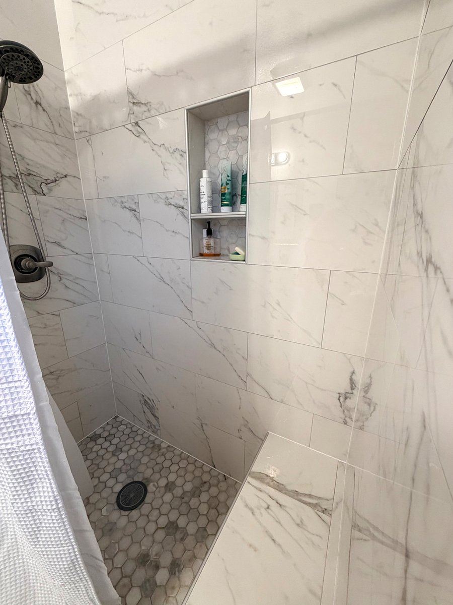Walk in shower with bench 