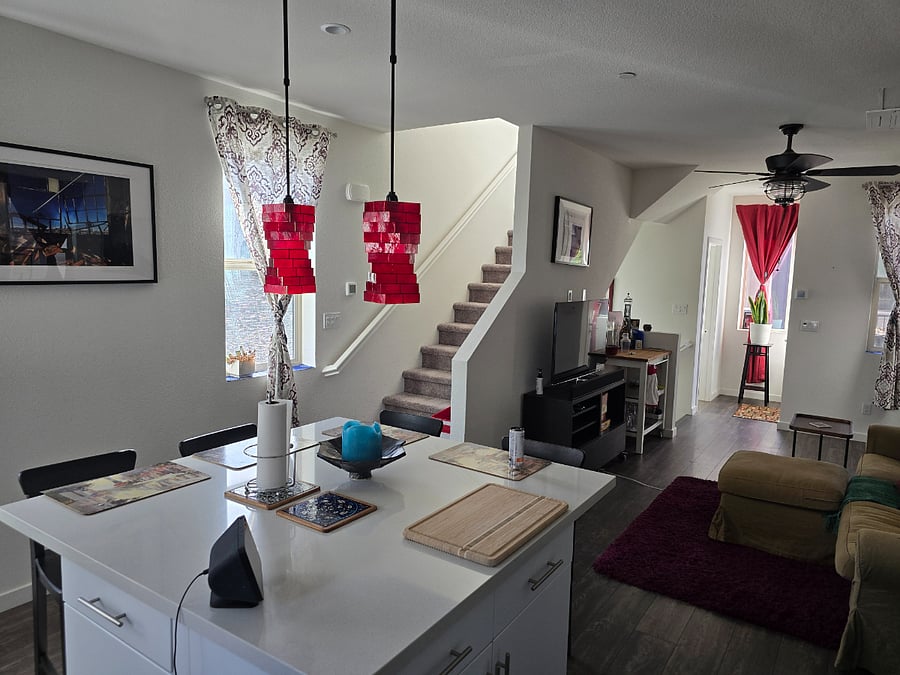 Kitchen to Stairs/Living/Small Balcony/1/2 Bath