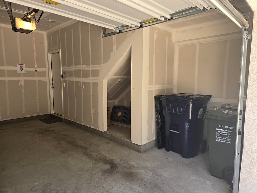 Garage refuse storage and under stair storage 