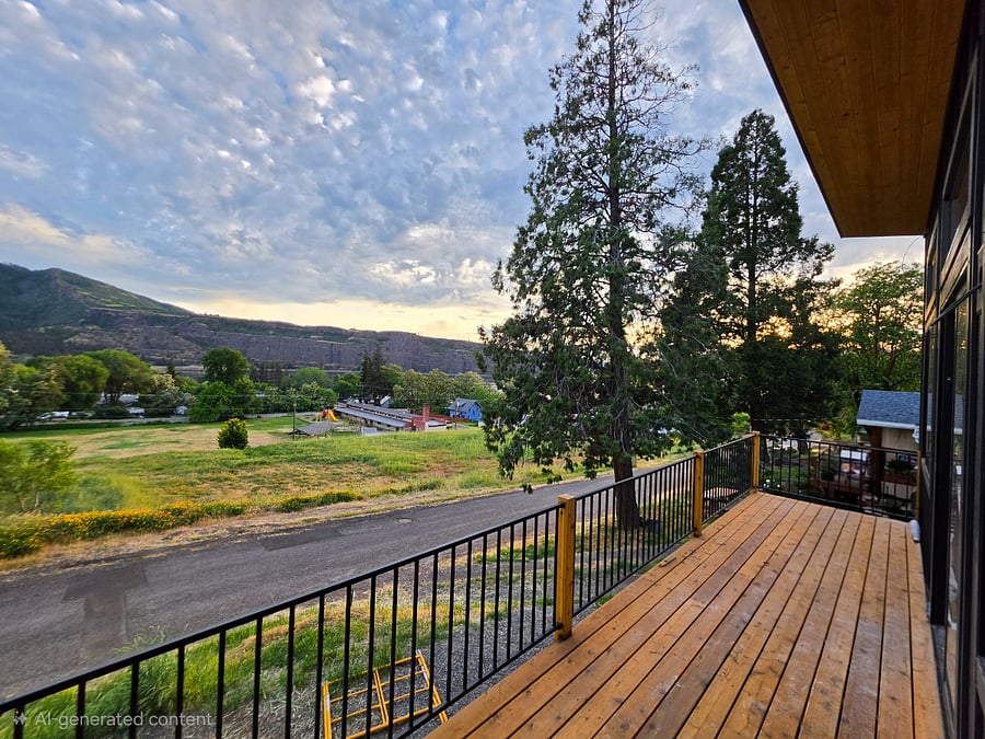 Large front deck with gorgeous river views. Available August 2026!