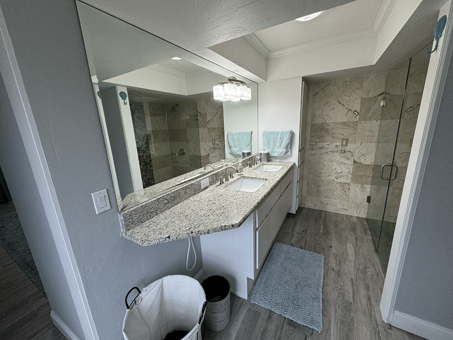 Main bathroom contained within bedroom