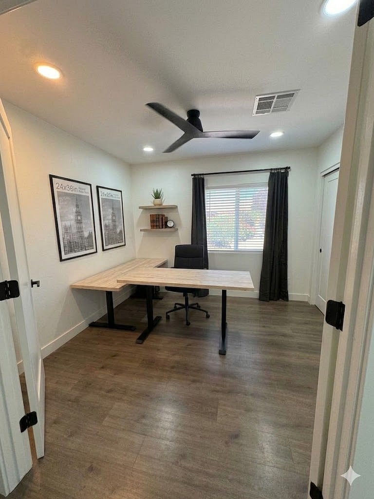 Bedroom 3: Dedicated Executive Office and Workspace. Standing Desk, Ergonomic Chair, Double door entry, High speed internet.