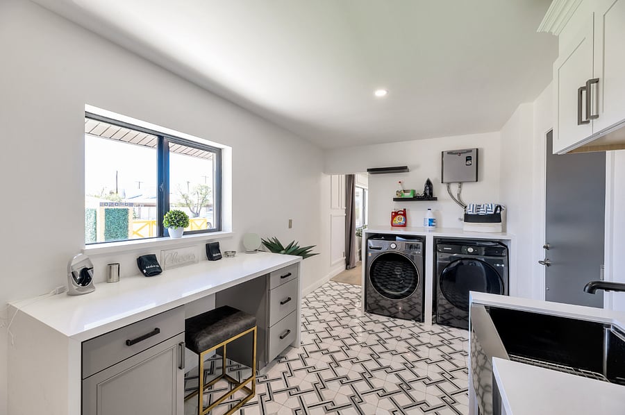 Chic laundry and storage space