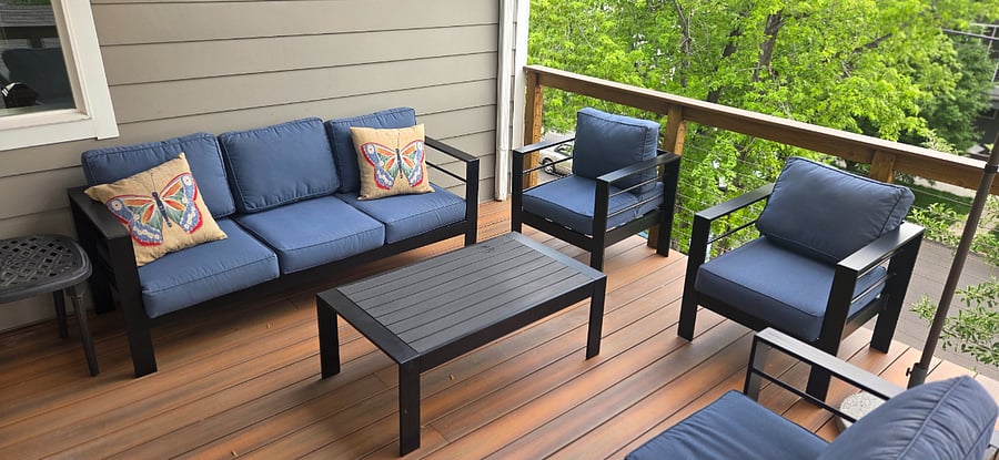 Comfy West deck off luxury suite with overhead Sonos speaker system