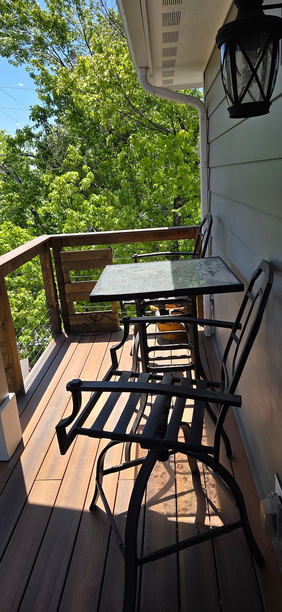 East facing luxury suite deck with overhead Sonos sound system