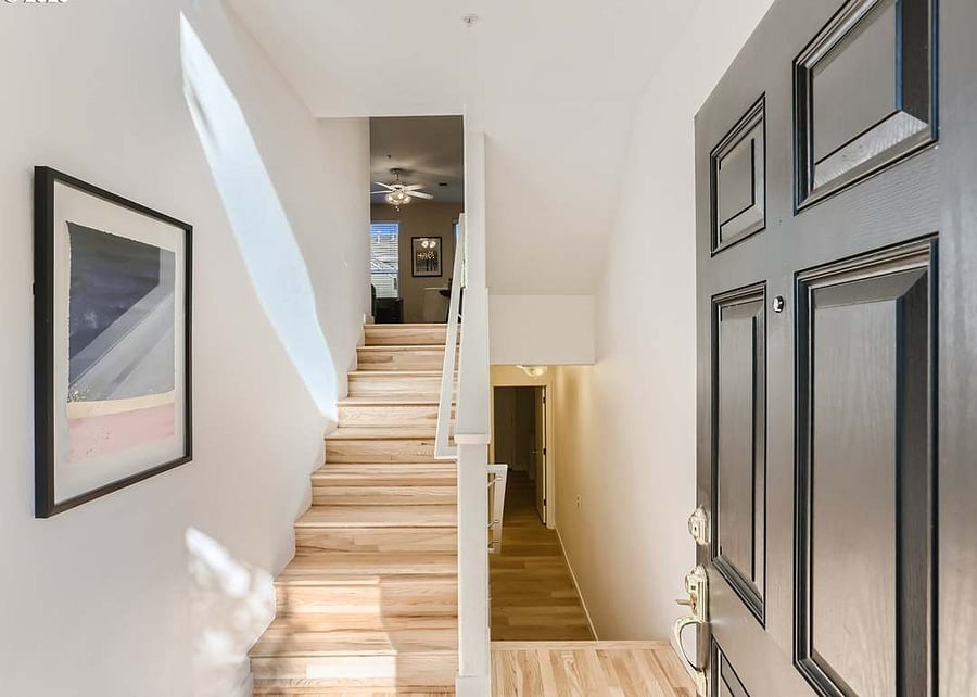 Entrance - upstairs is shared living space, downstairs is the rented space. 
