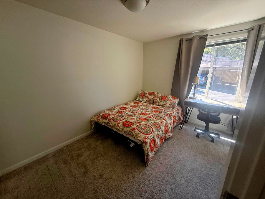 Third bedroom, with full-sized bed and work station