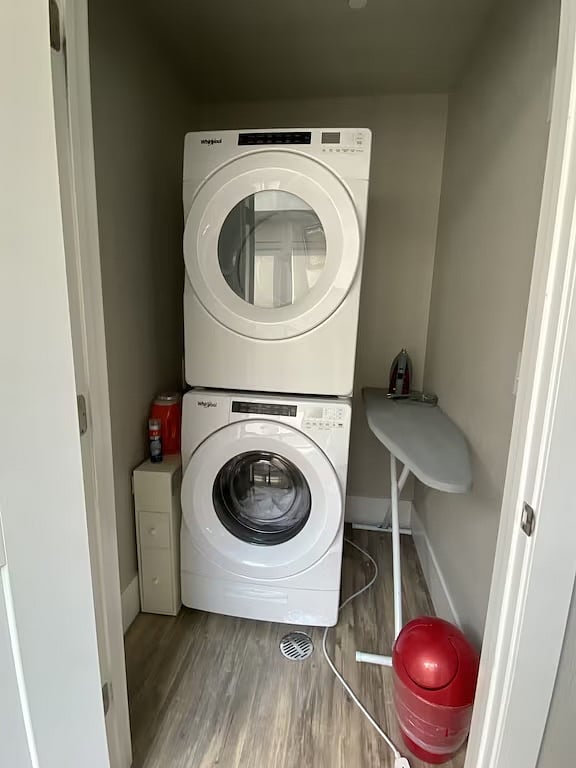 Stacked washer and dryer.