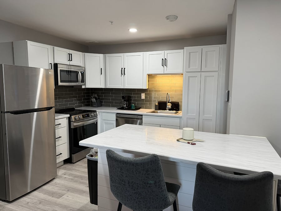 Kitchen, seats three with a fourth chair available