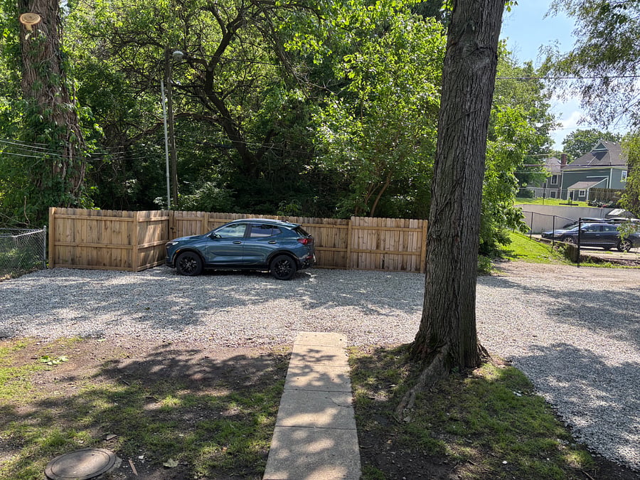 Secure, off street parking behind building