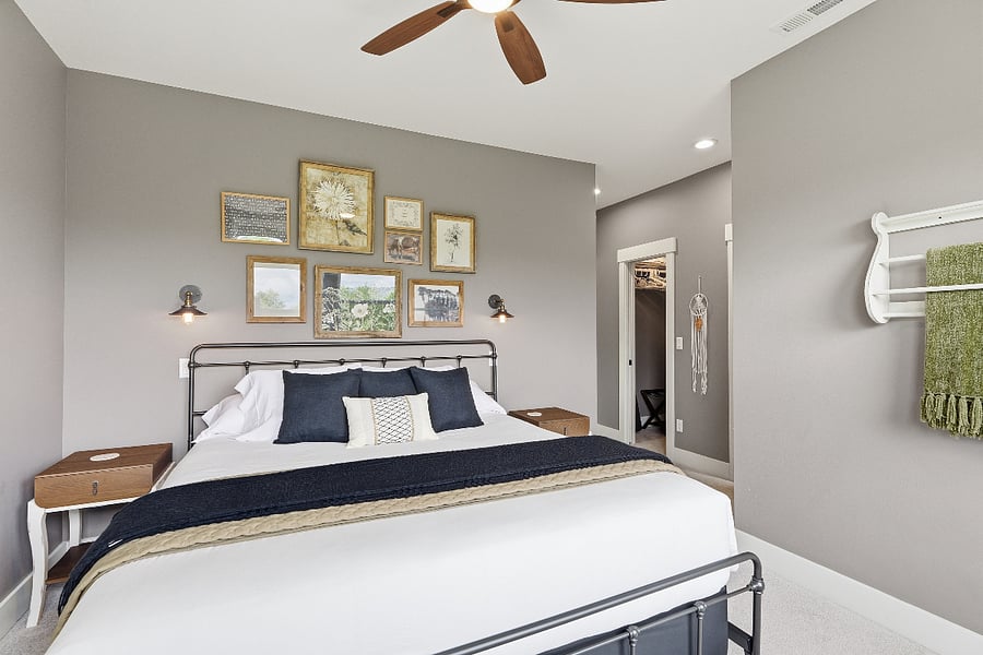 Master bedroom with very comfortable California king size bed, full length mirror and black out shades not pictured.