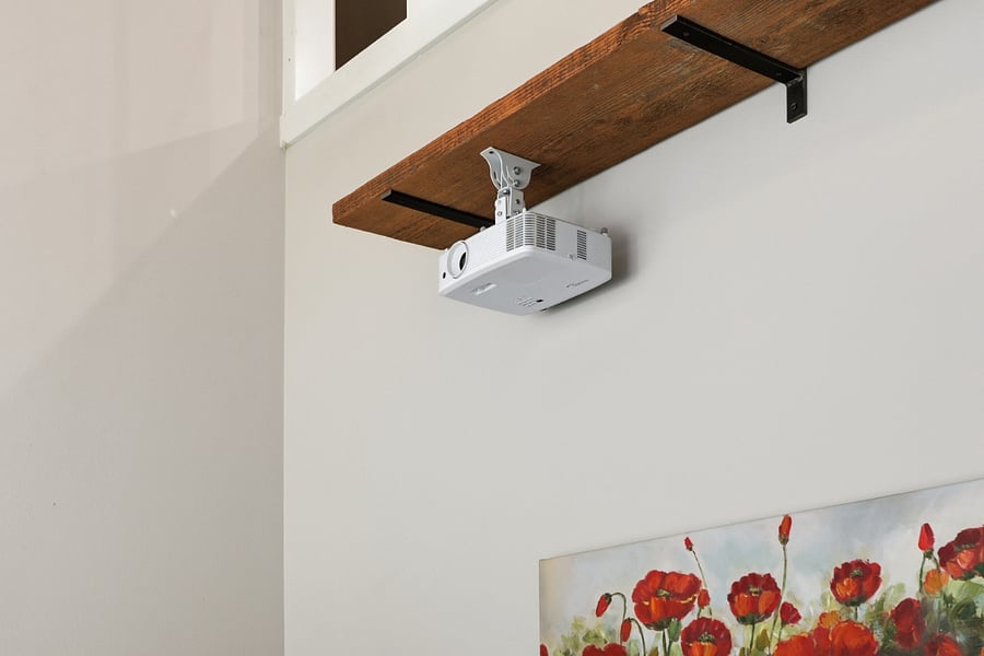 High definition projector connected to AV system with Roku for access to Prime Video, YouTube, Netflix, etc. 