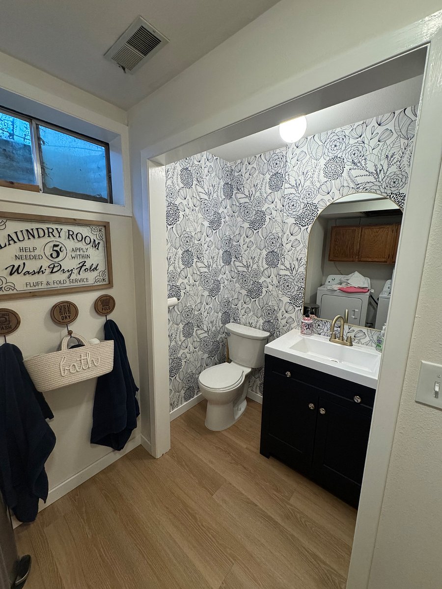 Basement half bath and Laundry