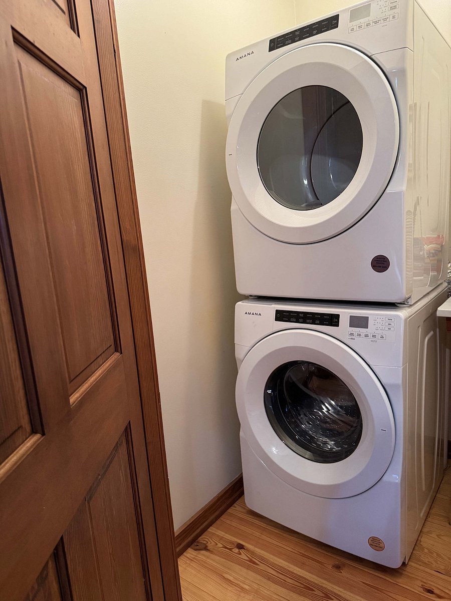 Front loading washer and dryer in the laundry room are available for guests to use.