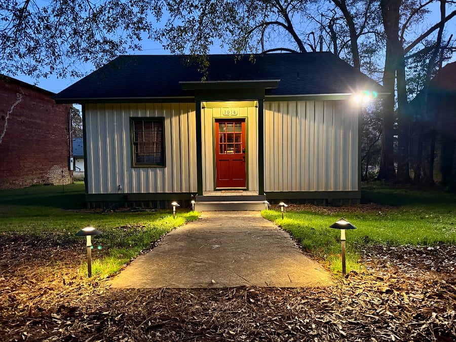 Security lighting at the back entrance of the home.