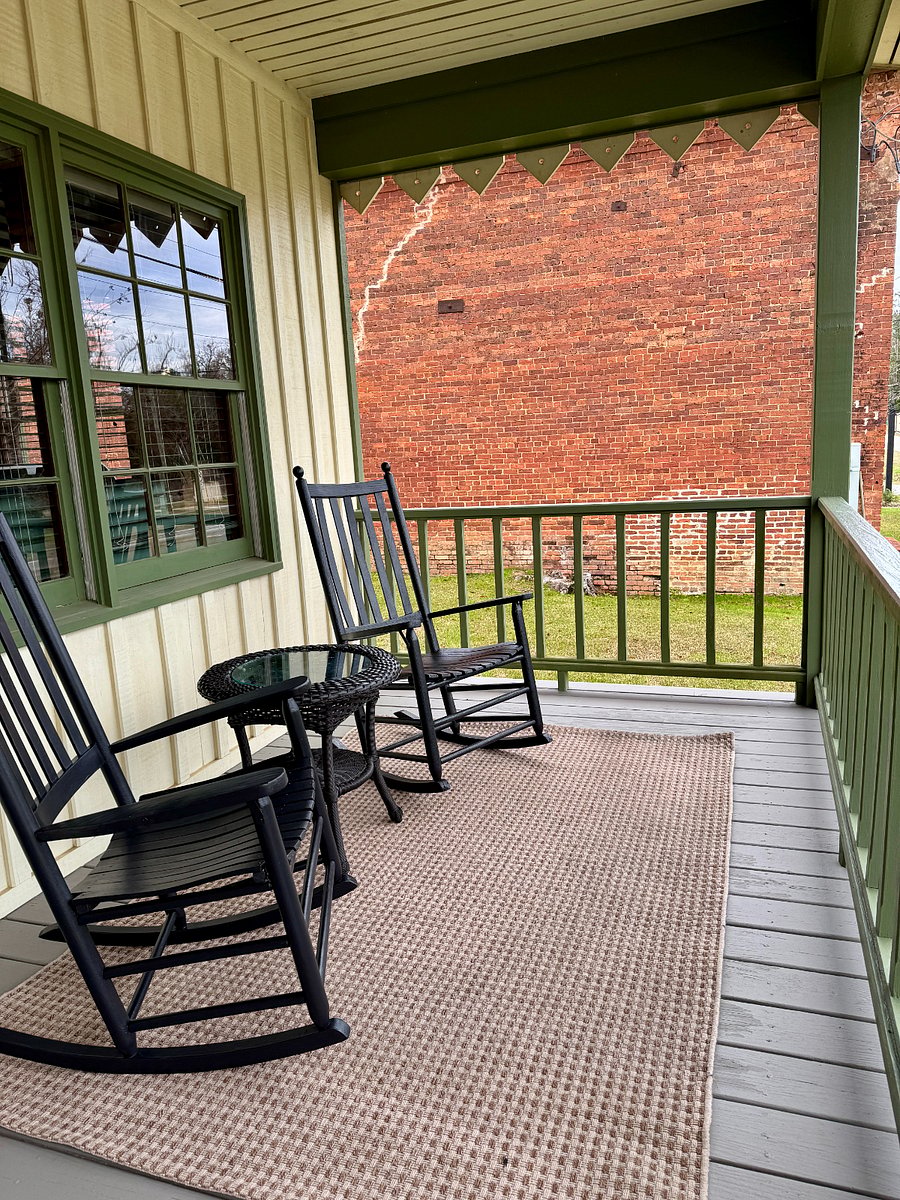 The rocking chair front porch is a great place to enjoy your morning coffee.