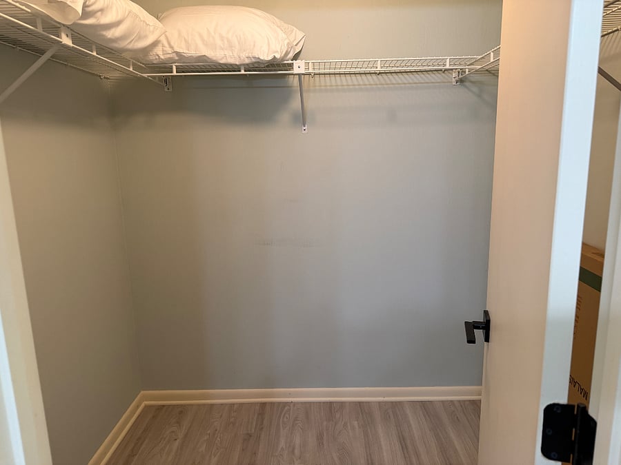 Primary Bedroom Walk In Closet (with extra pillows)