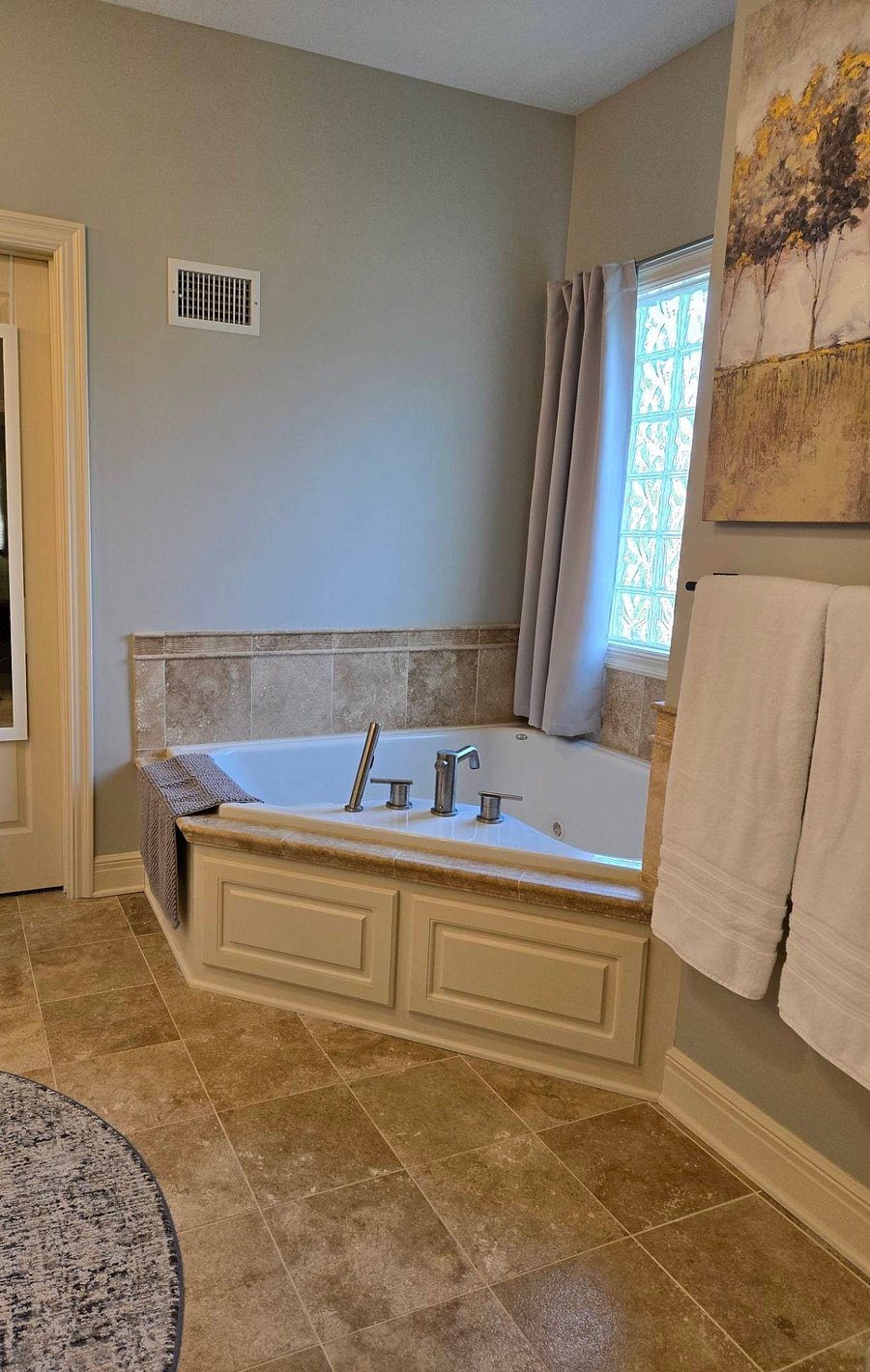 Master bath jetted tub with extendable wand and adjustable jets