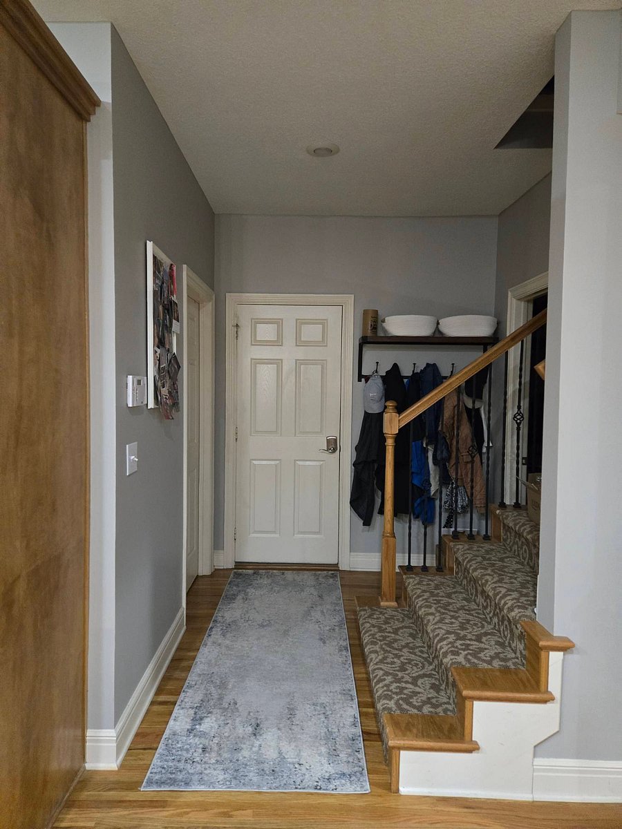 Garage door entry and back stairs