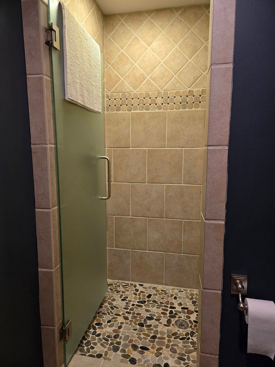 Lower level bathroom, dual shower heads