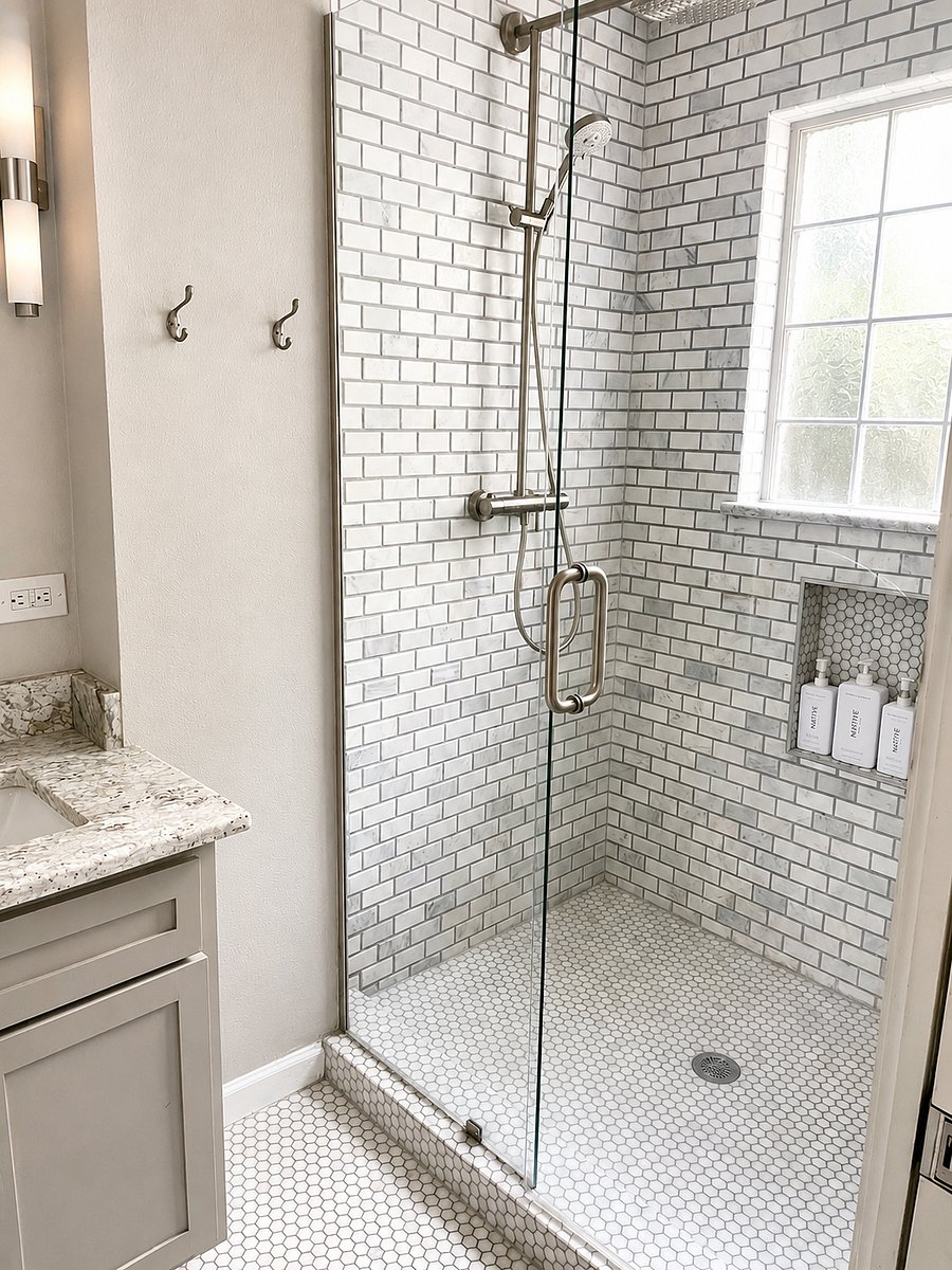 Primary bathroom with two sinks