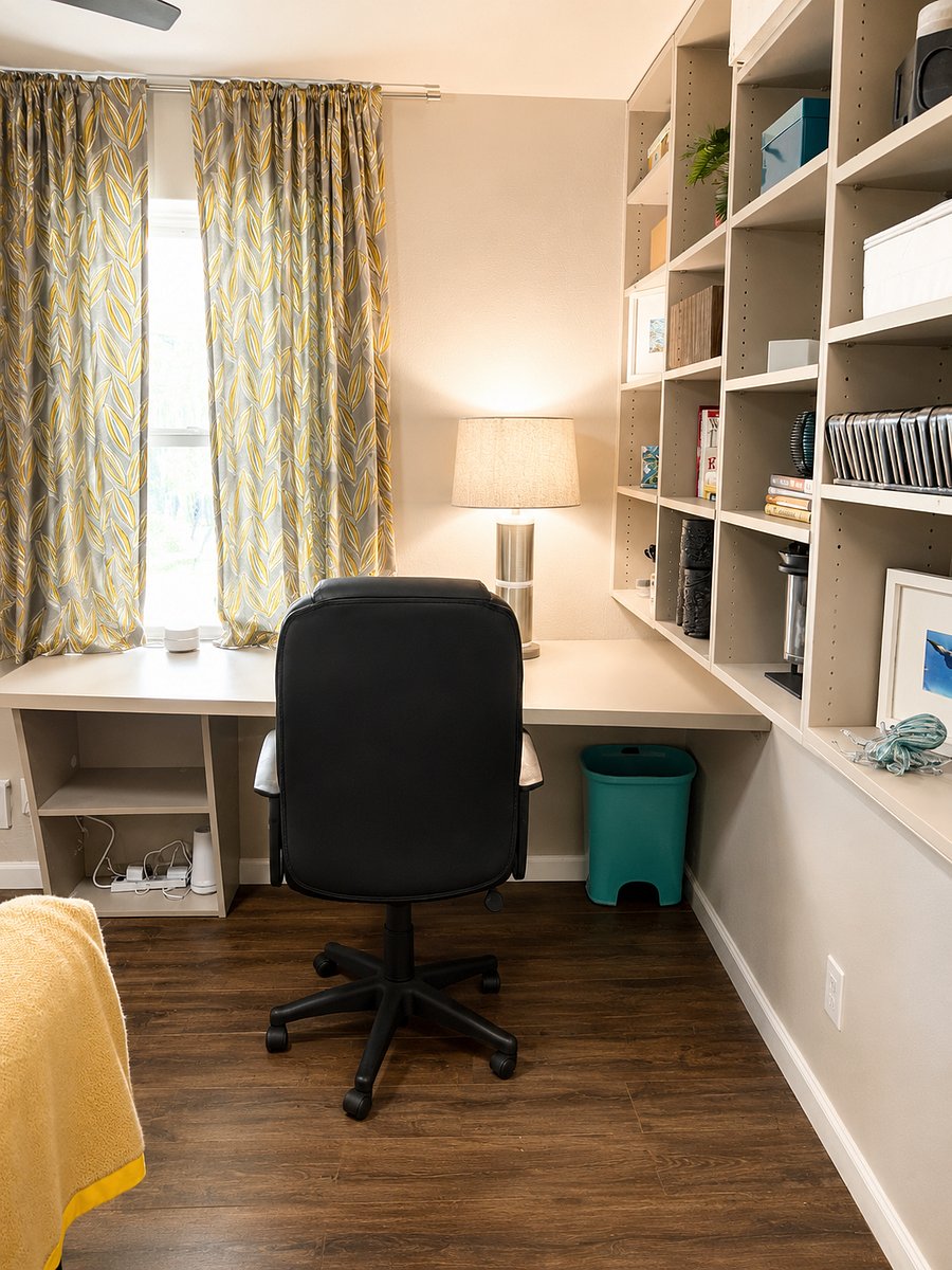 Home office with two twin beds (trundle) and a walk in closet