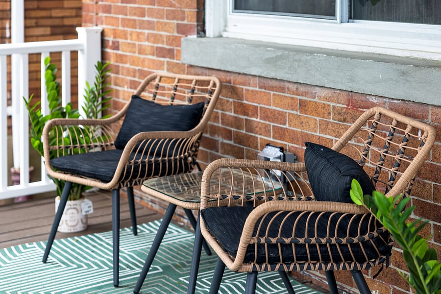 Outdoor seating on front patio.