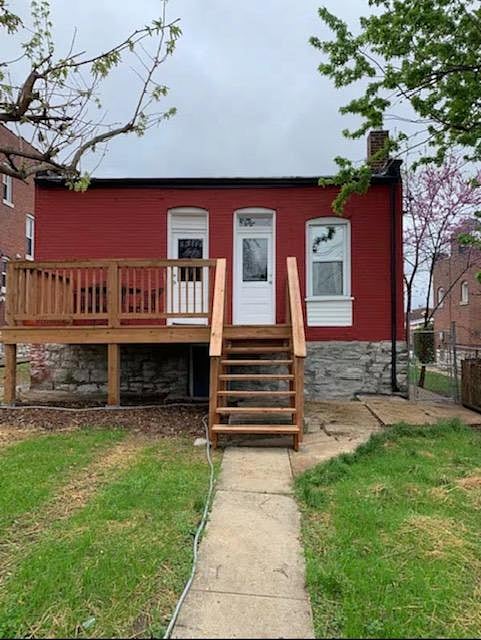 Backyard with deck and access to the home