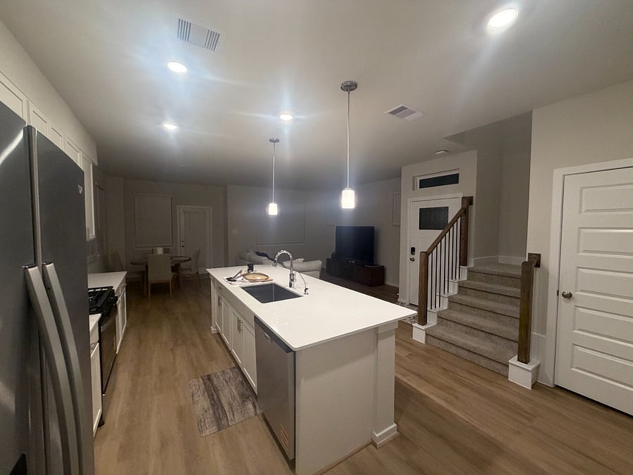 Downstairs kitchen and dining table